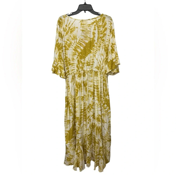 Kori Plus Tie Dye Surplice High Low Dress In Mustard Size 2X Assymetrical NWT - Picture 3 of 5